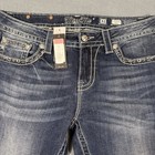 Miss Me Jeans Women   s Size 31 Blue Relaxed Embelished  Boot Embroidered Nwt
