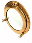 Golden 20   Inch Brass Finish Porthole Mirror Nautical Maritime Ship Cabin Windo