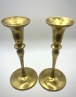 Vintage Brass Candlesticks Pair   Mid Century Modern   7 5    Tall