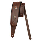 Boston Wide Brown Leather Bass Guitar Strap With Conchos