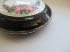 Art Deco Black Roses Guilloche Enamel Silver Tone Compact As Is