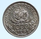 1913 Brazil Stars And Liberty Silver Genuine 1000 Reis Old Brazilian Coin I96232