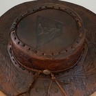 Vtg Leather Hand Tooled Cowboy Hat Mexico Western Cactus Horse Guitar Floral