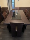 Extendable Formal Dining Table 6 Chair Set Traditional Cherry Brown