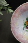 Limoges Copper Bowl Enamel Flowers On White Pink 6  Round N  Amadieu Vintage