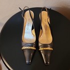 Vintage St John Black Slingback With Gold Chain Accent  Women s Size 9-1 2b