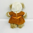 Russ Berrie Plush Bear Abigail Pilgrim Curly Fur Orange Dress Bonnet 10    Vintage