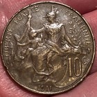 1911 France 10 Centimes Bronze Coin - Xf  extra Fine  Condition