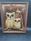 Vintage Coppercraft Guild Owls Acorns Leaves In Oak Tree Wood Tone Plaque 9x11