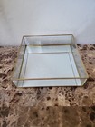 Vintage Vanity Dresser Tray Gold  Metal Mirrored Perfume Organizer Jewelry 8x8