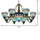 Mediterranean Style Large Chandelier Antique Brass Cone Shade Pendant Light