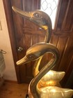 Gigantic Brass Pair Vintage Duck swan Figures  27  And 21  