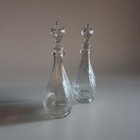 2 Antique Etched Crystal Bohemian Wine Decanters  C 1880