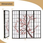 4-panel Japanese Style Folding Room Divider W  Elegant Plum Blossom Design