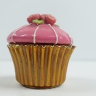 Pink Cupcake Trinket Box Hinged Enamel Gold Tone Decorative Figurine