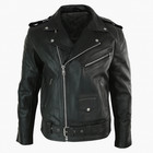 Men s Motorcycle Leather Jacket Genuine Sheep Skin Brando Style Black Biker