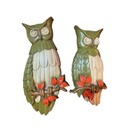 Vintage 1969 Mcm Metal Wall Owls Green Plaques Retro Sexton Usa Set Of 2