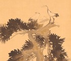 Japanese Art Painting Crane Hanging Scroll Old Pine From Japan Antique D566