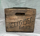 Vintage National Beer Wooden Crate Advertising Mustache Mascot Brewery Box