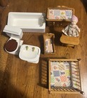 Vintage Miniature Dollhouse  Furniture Lot Bathroom And Nursery