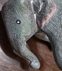 5  Vintage Hand Carved Wood Green Elephant Detailed Art Decor Animal