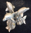 Three  3  Dolphins Solid Pewter Stand Statue Figurine-paper Weight Spi    1994