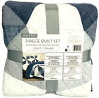 3 Piece Quilt Set Queen Size Reversible Origami Patchwork