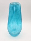 Hand Blown Blue Art Glass 7 1 4    Tall Vase Signed