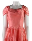 Vintage 50s Women   s Xs 2 Coral Pink Organza Ball Gown Prom Dress Pleated Tiered