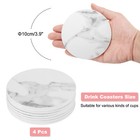 Round Drink Coasters Set Of 4 Marble Style Dual Sided White  4   4 