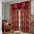 Jacquard Luxury Curtain Window Panel Set Curtain With Attached Valance And Backi