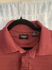 Vtg 90s Y2k Haggar Polo Shirt Mens Medium Burgundy Grid Pattern Cotton Blend M