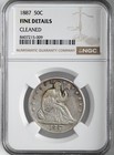 1887  50c Liberty Seated Silver Half Dollar Ngc Fine Details Cleaned 8407215-009
