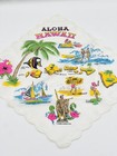 Vintage 50s Aloha Hawaii Souvenir Novelty State Hanky Hankie Hula Surf Hibiscus