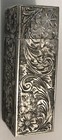 Vintage Sterling Silver Floral Etched Lipstick Case Compact Mirror   Coral    