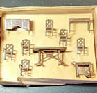 Vintage  Tootsie Toy Dollhouse Furniture Dining Room 10 Piece Set Metal Lot 