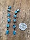 Native American Sterling Silver Navajo Handmade Turquoise Post Dangle Earrings