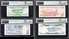 Mauritius Set 4 10 50 100 200 Rupees Nd 1985 P 35 37 38 39 Gem Unc Pmg 66 Epq 64