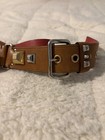 Prada Brown Studded Wide Leather Belt For Women Adjustable Buckle