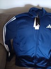 Nwt Adidas Men s Warm-up 3-stripe Track Top Jacket  blue white  size Lt  nwt