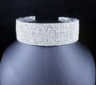 10-row Clear Austrian Crystal Rhinestone Choker Necklace Silver Party Wed N088