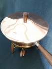 Vintage Mid Century Copper Chafing Dish With Lid   Stand Wood Handles Japan