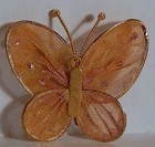 Vintage Gold Mesh Lg Butterfly Pendant Rhinestones