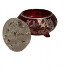 Vintage Ruby Red Glass Flower Frog Silver Floral Etching - Silver City Glass Co 