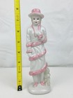Vintage Figurine Art Deco 1920 s Porcelain Lady Woman Red Lips Pink Coat  Hat 8   