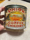 Vintage Union Coffee Chicory Metal Coffee Can One Pound  read  As Seen