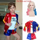 Harley Quinn Suicide Squad Costume Cosplay Jacket Shirt Shorts Glove Halloween