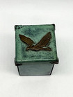 Enrique Zavala Trinket Box Mexico Modernist Metal Suede Signed Pill Jewelry Bird