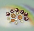 14 Vintage Rhinestone Buttons Lot Domed Round Plastic Retro Old Sewing Supply