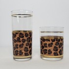 Vintage Culver Leopard Print 22k Highball And Lowball Glass Cocktail Rocks
